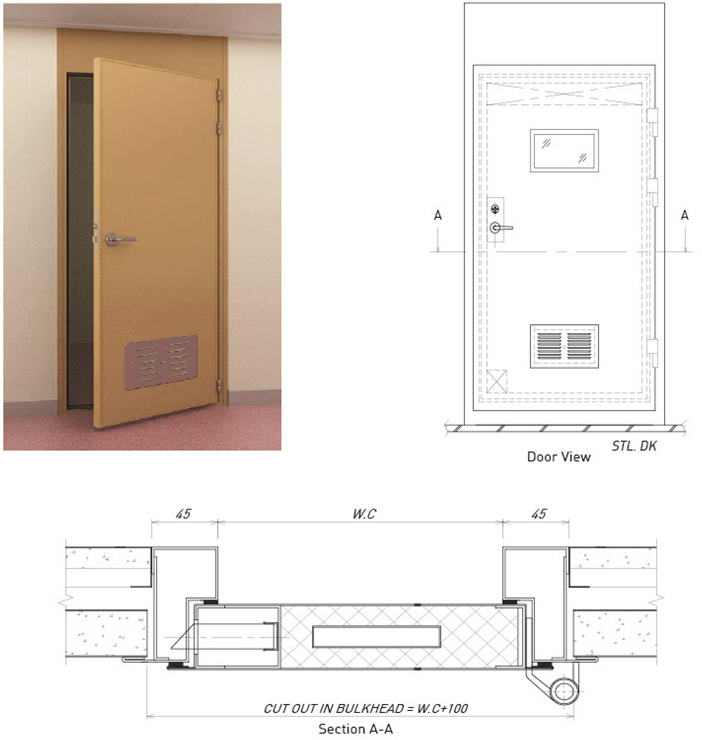 Cửa cabin chống cháy B-15 Daejin và bản vẽ kỹ thuật